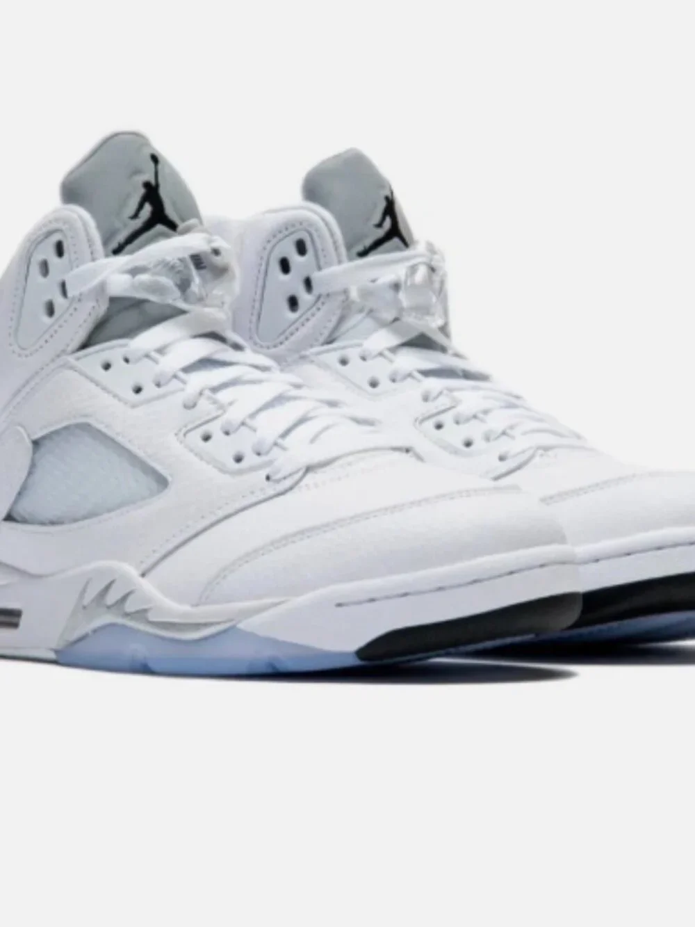 NIKE Jordan 5  All White Clear Translucent Sole Retro Sneakers